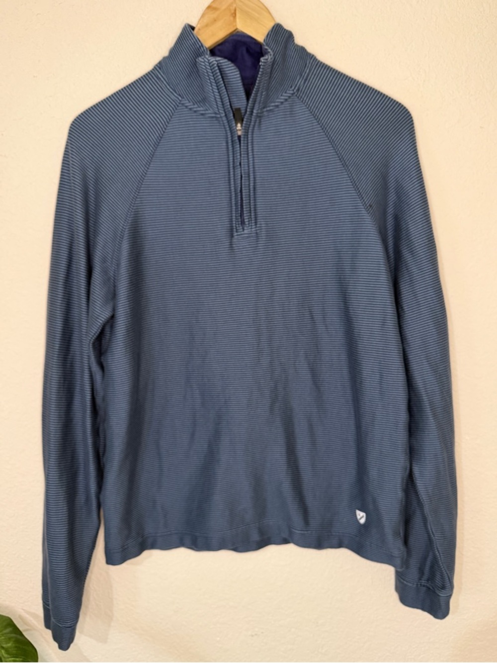 Cremeiux Classics 1/4 zip Pullover Sweatshirt Navy Blue Striped Men's Size Small